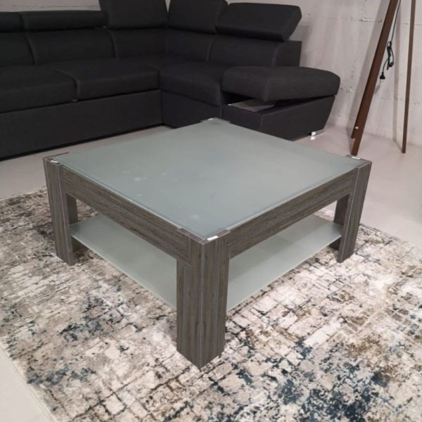 Tavolino da salotto dark coffee con doppio ripiano in vetro Homy