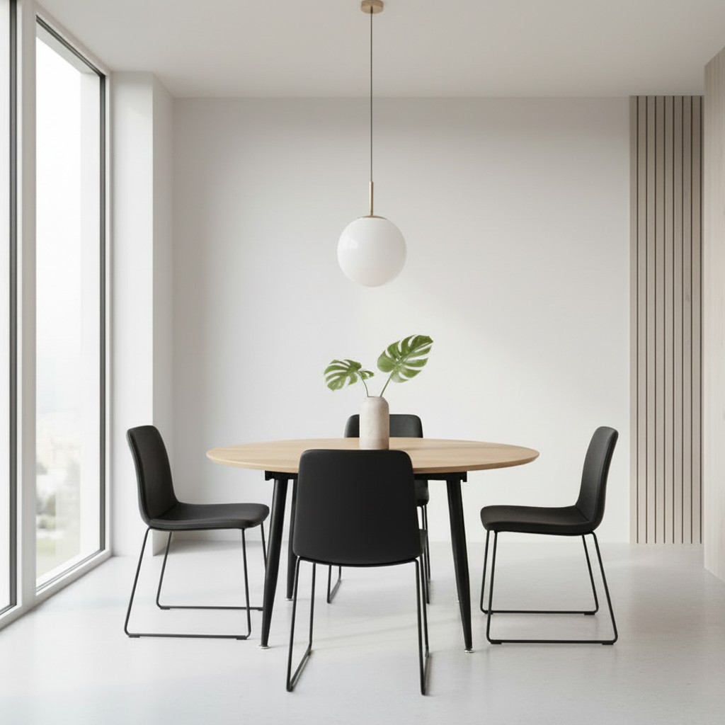 Tavolo Cordelia allungabile colore piano rovere gambe colore nero - immagine 2