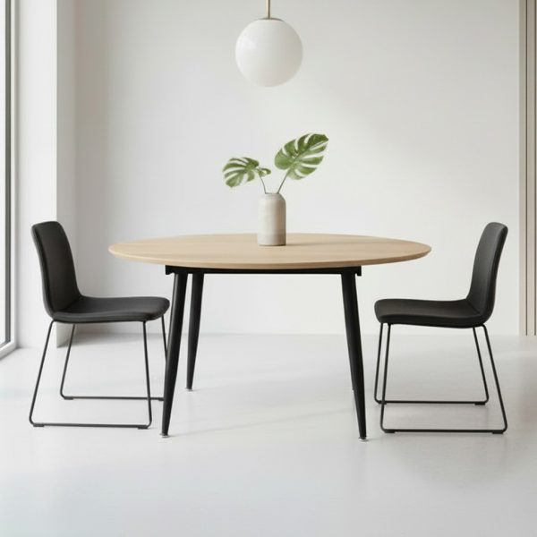 Tavolo Cordelia allungabile colore piano rovere gambe colore nero