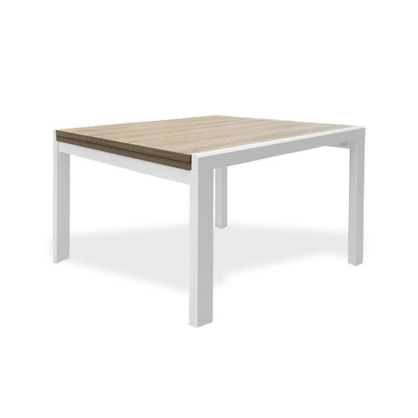 Tavolo quadrato Korallo allungabile bianco e olmo 100x100x76h
