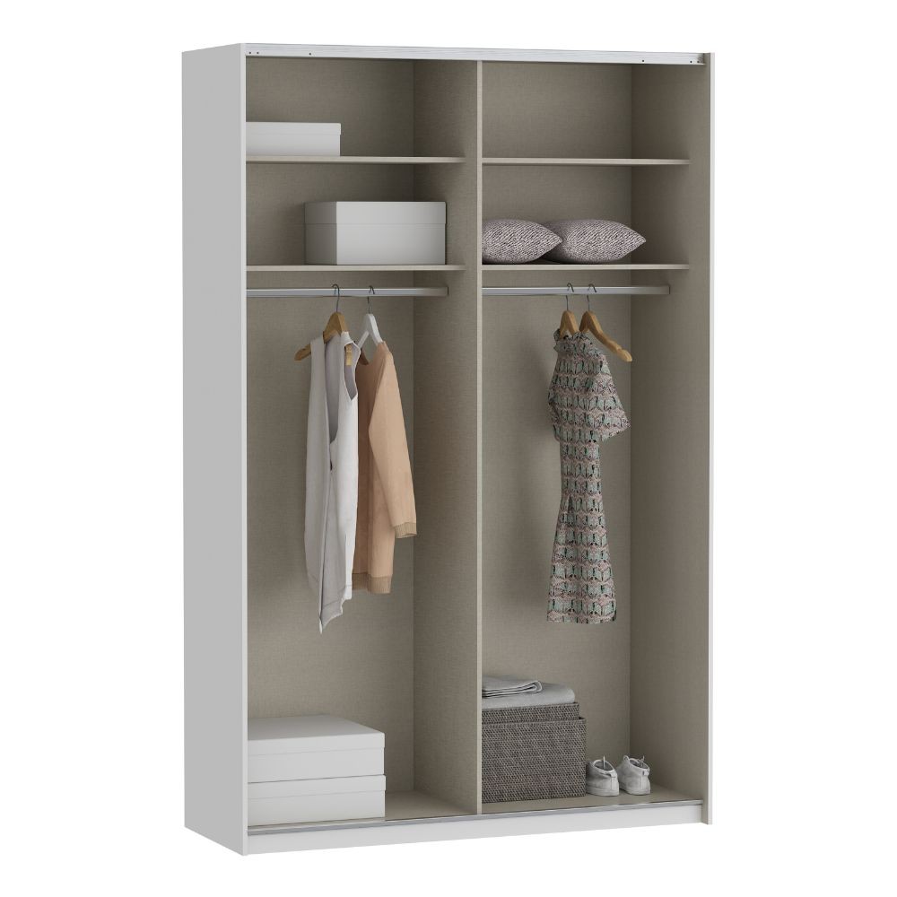 Armadio Afra 2 ante scorrevoli con specchio colore bianco - immagine 3