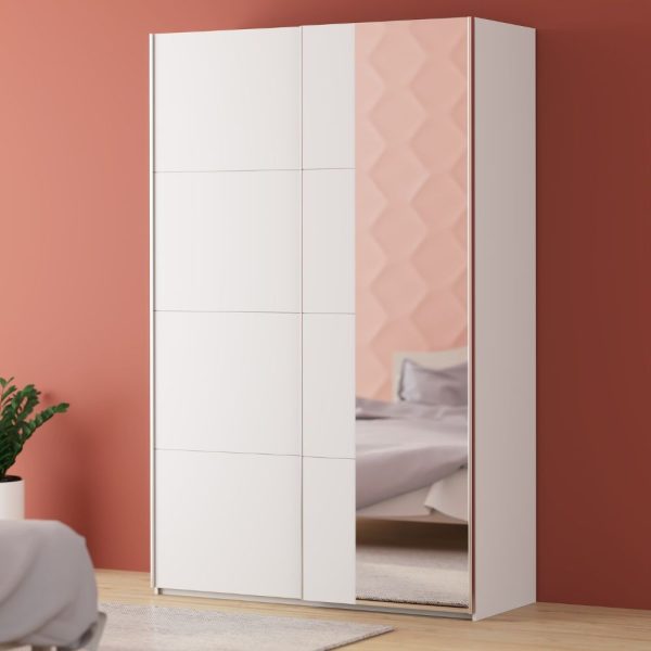Armadio Afra 2 ante scorrevoli con specchio colore bianco