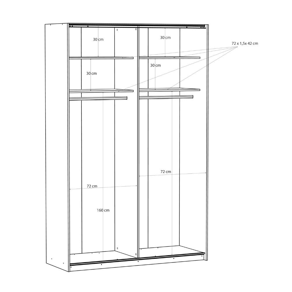 Armadio Afra 2 ante scorrevoli con specchio colore bianco - immagine 10