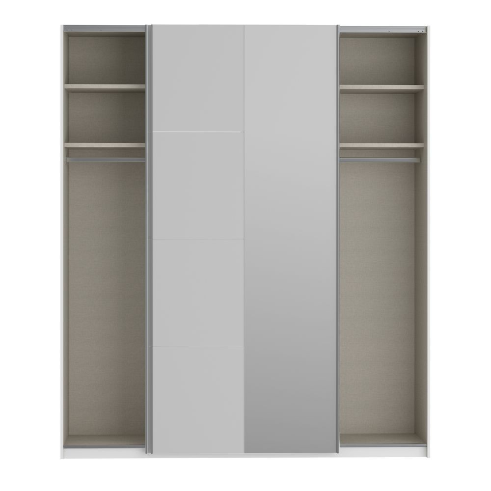 Armadio Afra 2 ante scorrevoli con specchio colore bianco lucido - immagine 7