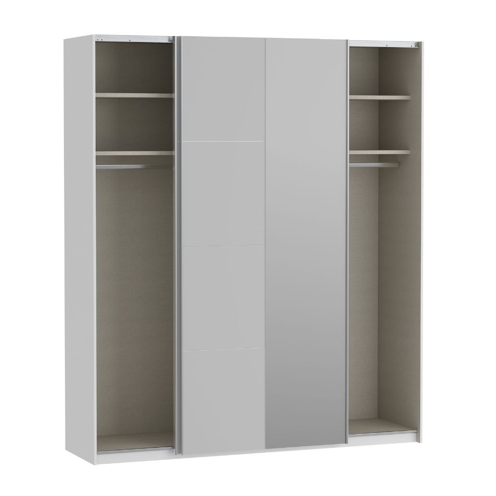 Armadio Afra 2 ante scorrevoli con specchio colore bianco lucido - immagine 8