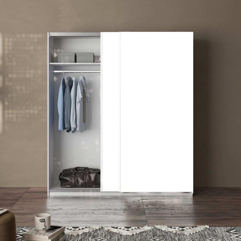 Armadio Swing 2 ante scorrevoli colore bianco opaco 180x55x210H cm. - immagine 4