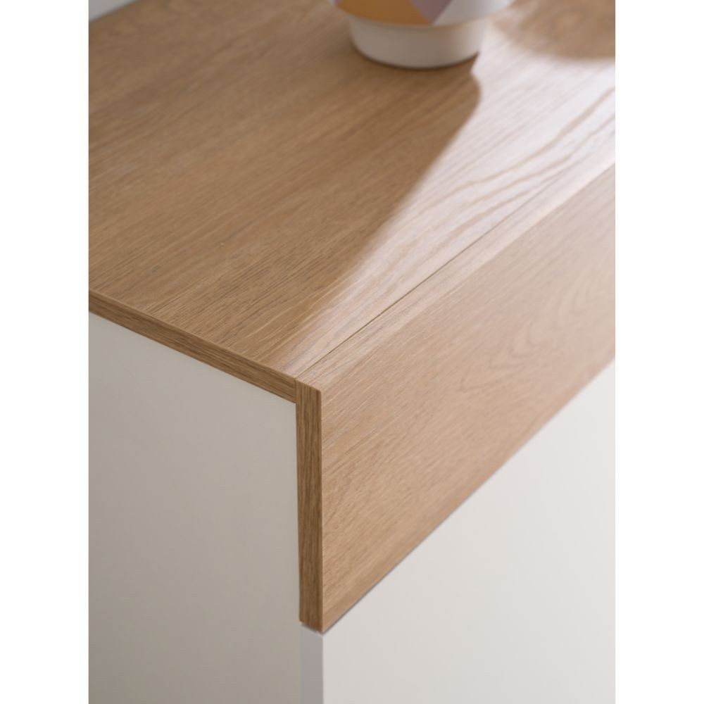 Camera da letto Amor con armadio 6 ante con specchio e letto imbottito con contenitore colore bianco e dettagli rovere - immagine 6