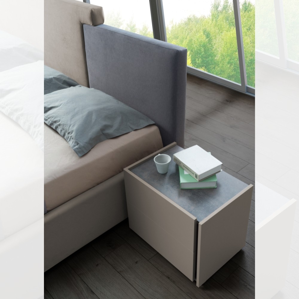 Camera da letto Liana colore canapa con letto contenitore e testiera grigio tortora - immagine 2