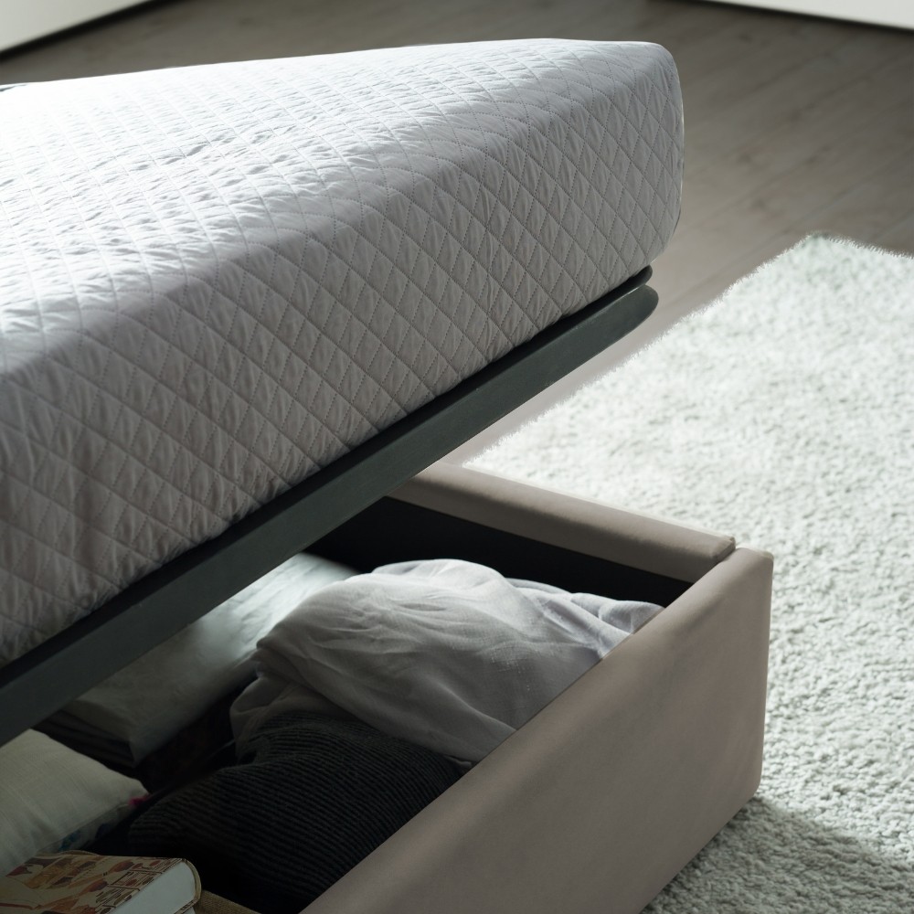 Camera da letto Liana colore canapa con letto contenitore e testiera grigio tortora - immagine 4