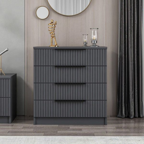 Cassettiera Kale 4 cassetti a filo effetto cannettato colore antracite