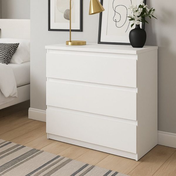 Cassettiera Morgan 3 cassetti 77.2x79.8x42.2 cm. colore bianco