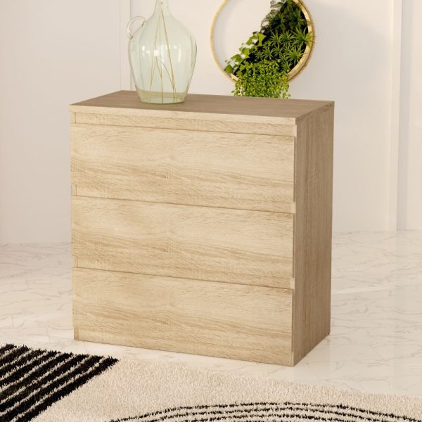 Cassettiera Morgan 3 cassetti 77.2x79.8x42.2 cm. colore rovere