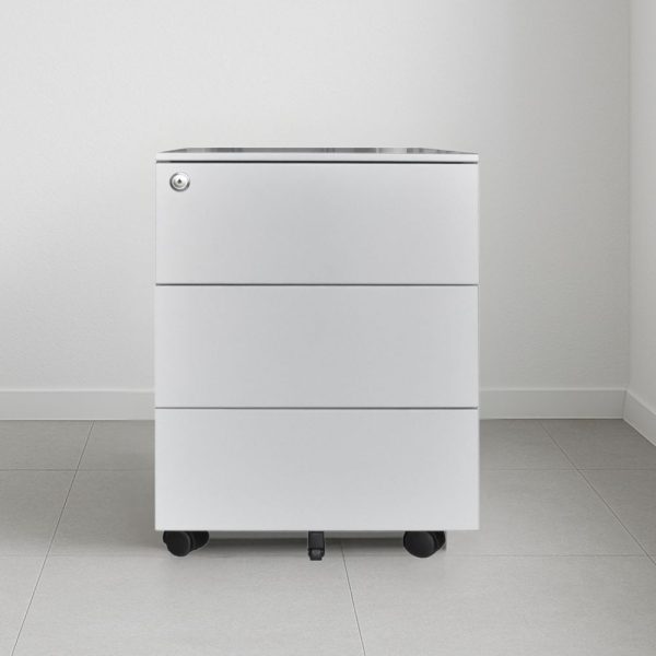 Cassettiera ufficio ESMC03 3 cassetti con chiave in ferro colore grigio chiaro