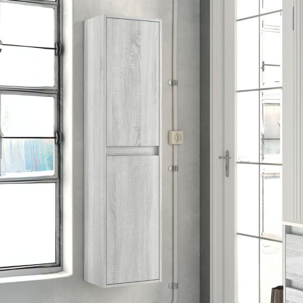 Colonna bagno Bolton 35x30.5x150 cm. 2 ante reversibili colore rovere grigio ghiaccio