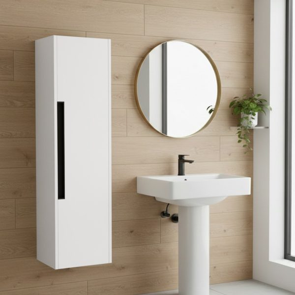 Colonna bagno sospesa Modular 1 anta 120x30x35 cm colore bianco opaco e grigio opaco