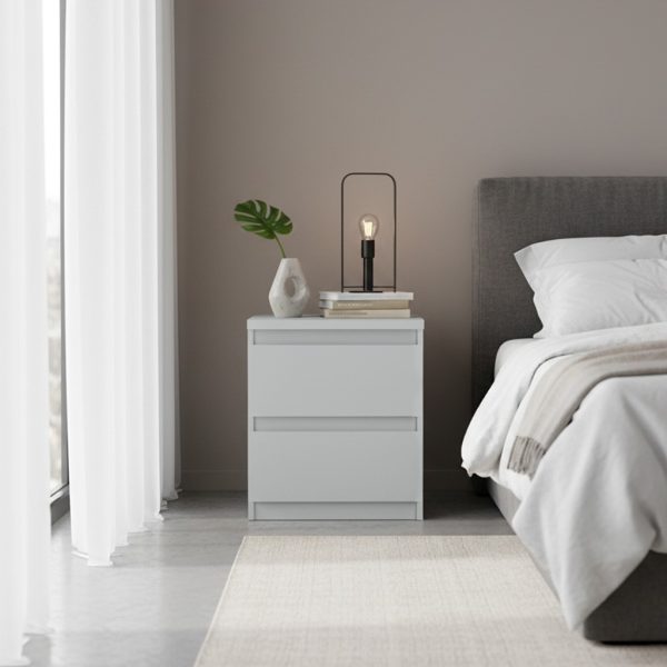 Comodino Morgan 2 cassetti 41.8 x 32.2 x H 49.3 cm. colore grigio chiaro