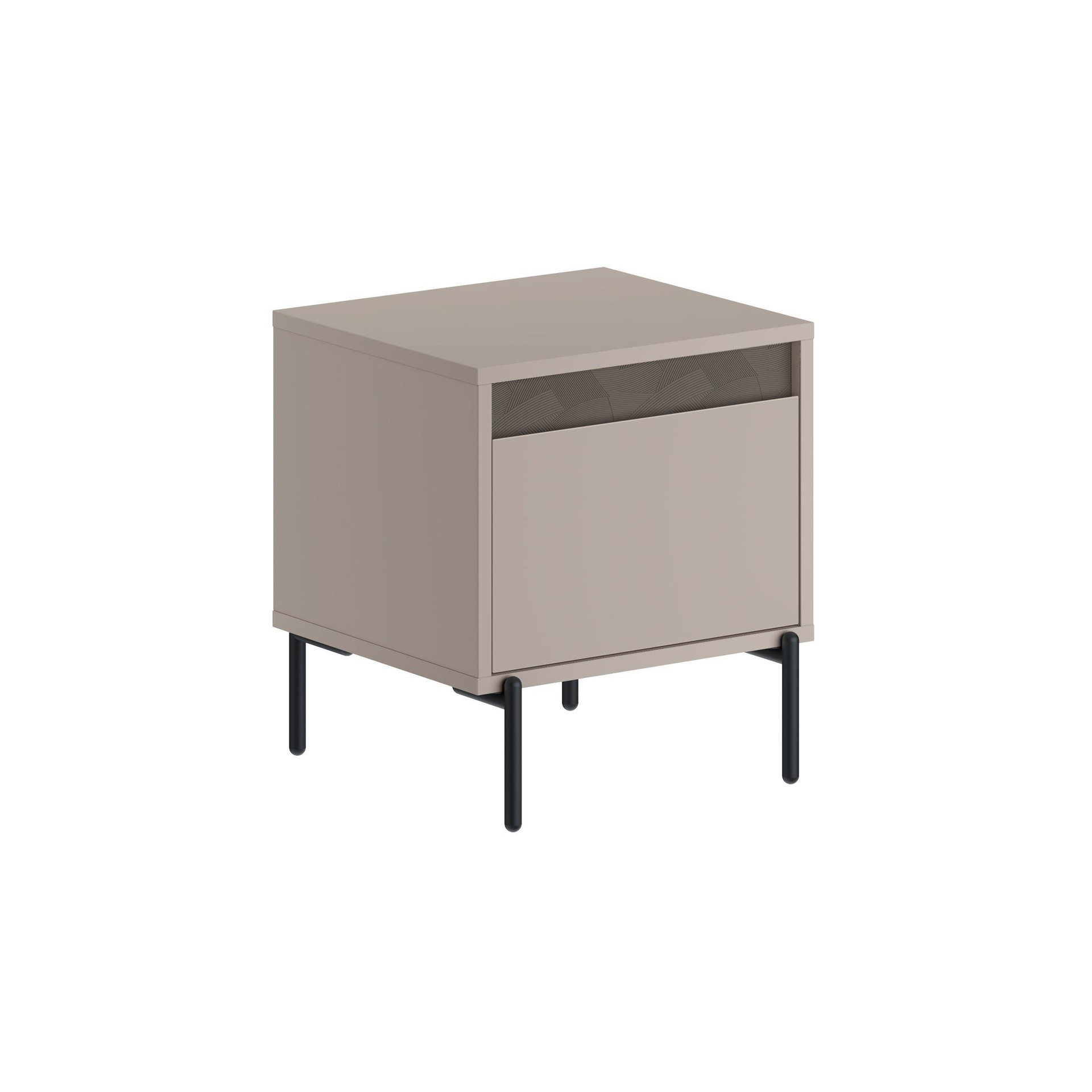 Comodino Mott con cassetto tortora e dark coffee con dettaglio decorativo - immagine 6