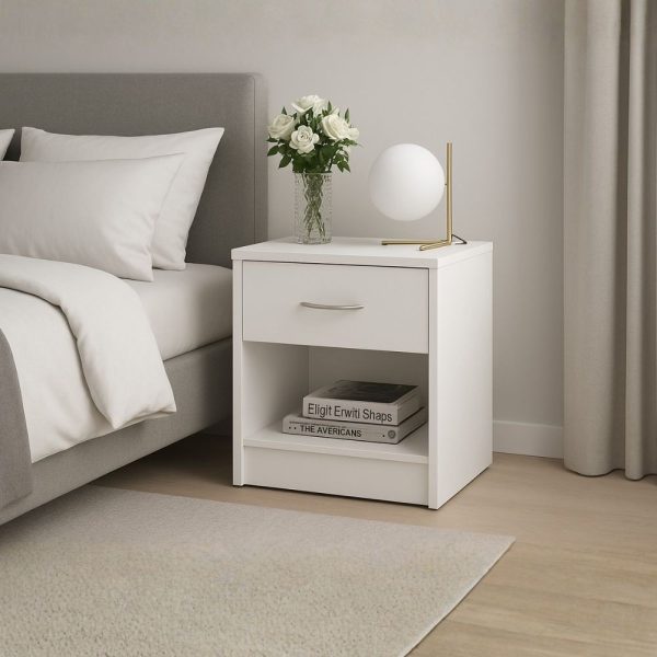 Comodino Naka con cassetto e nicchia a giorno colore bianco