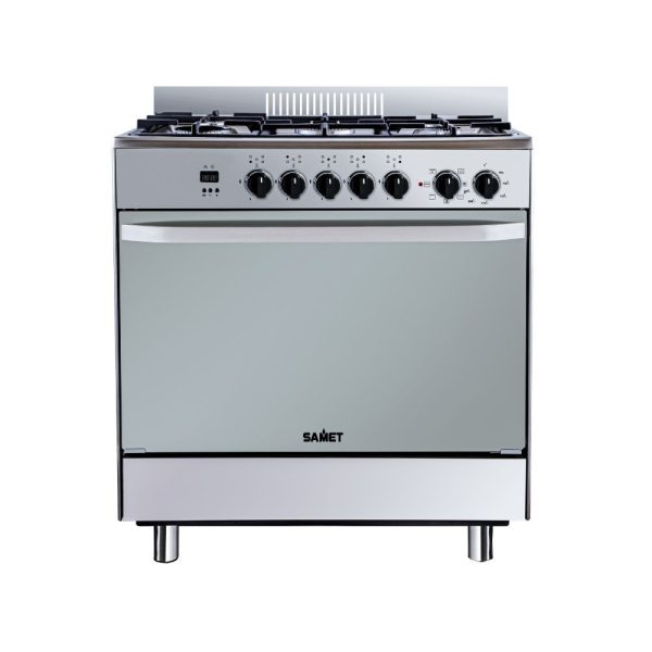 Cucina a gas Stromboli 80x55 cm. con forno e grill elettrici colore inox classe A