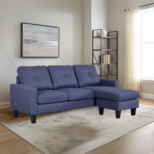 Divano 3 posti Giulivo blu con chaise longue componibile