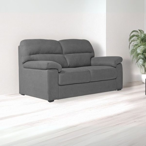 Divano Alenda 2 posti fisso con piedini quadrati colore Penelope 22 cenere