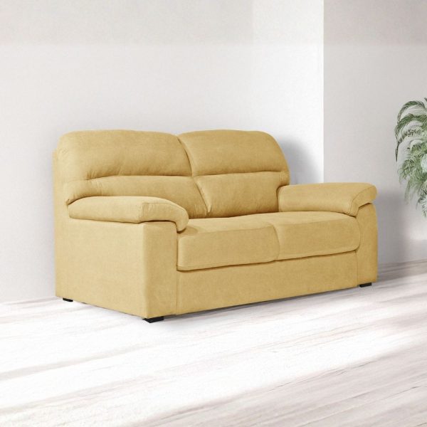 Divano Alenda 3 posti con piedini quadrati in tessuto Roma 14 giallo