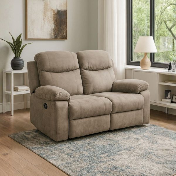 Divano Chicago 2 posti reclinabile in tessuto Barrel 09 cappuccino