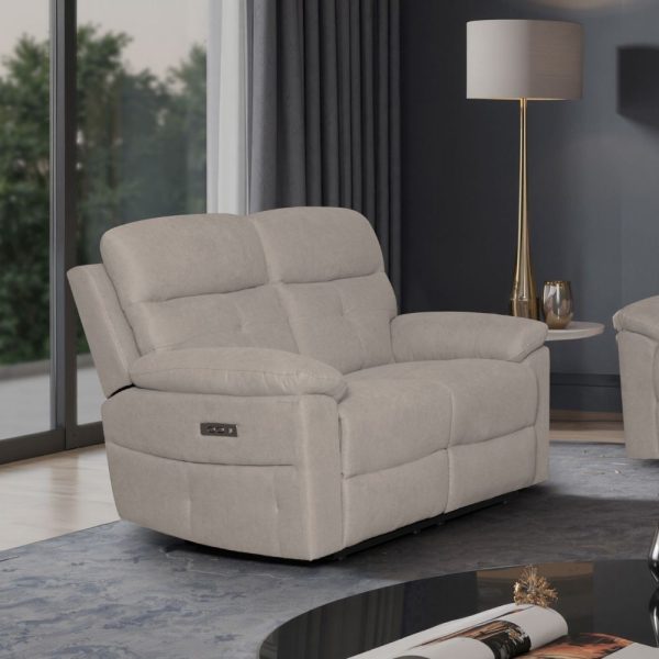 Divano Kayde 2 posti recliner elettrico in tessuto Mia 103-05 beige