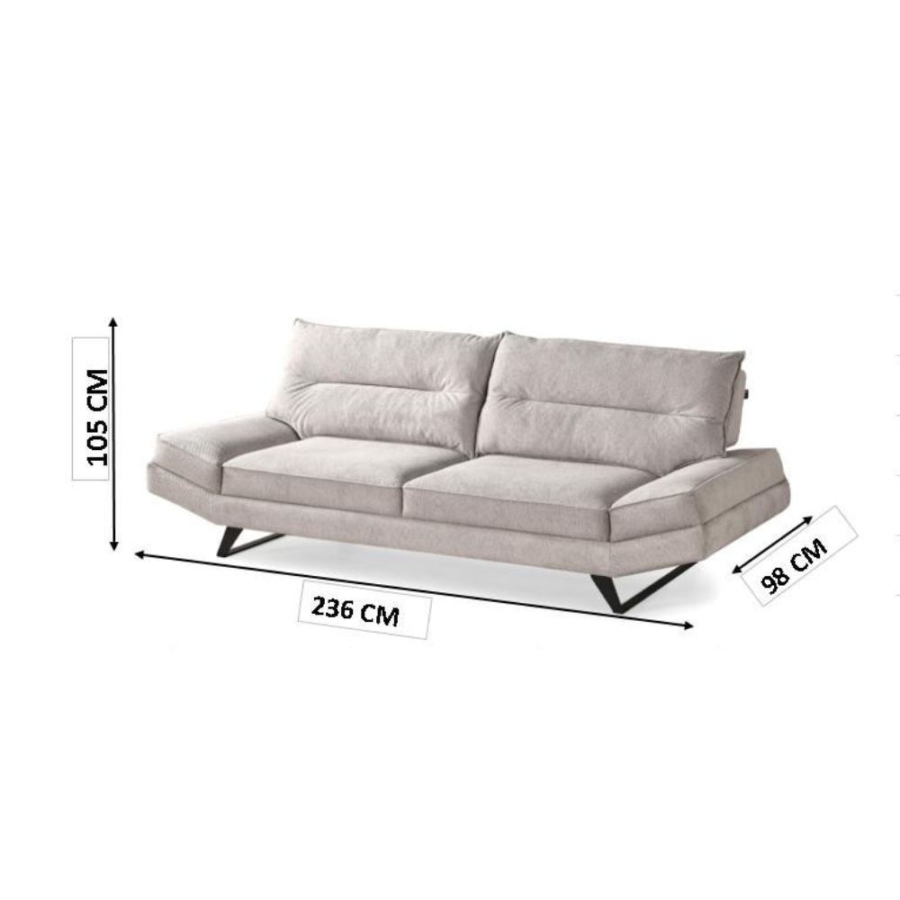 Divano Lena 3 posti con schienali basculanti in tessuto microfibra Caddy 620 tortora - immagine 6