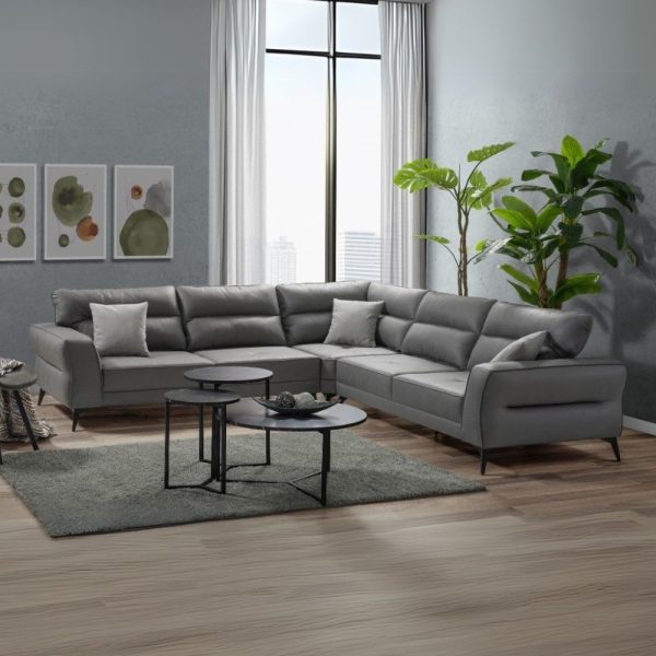 Divano angolare Sigmar 300x250xP77xH100 in Prada 6 grigio