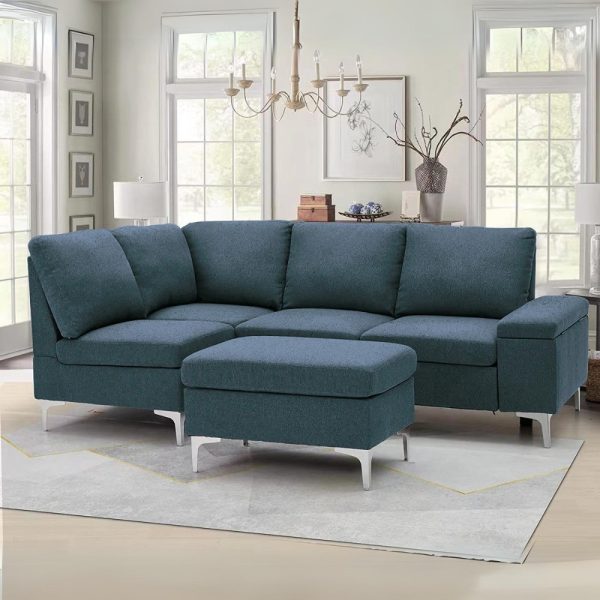 Divano angolare sinistro Dina con bracciolo apribile contenitore colore grigio