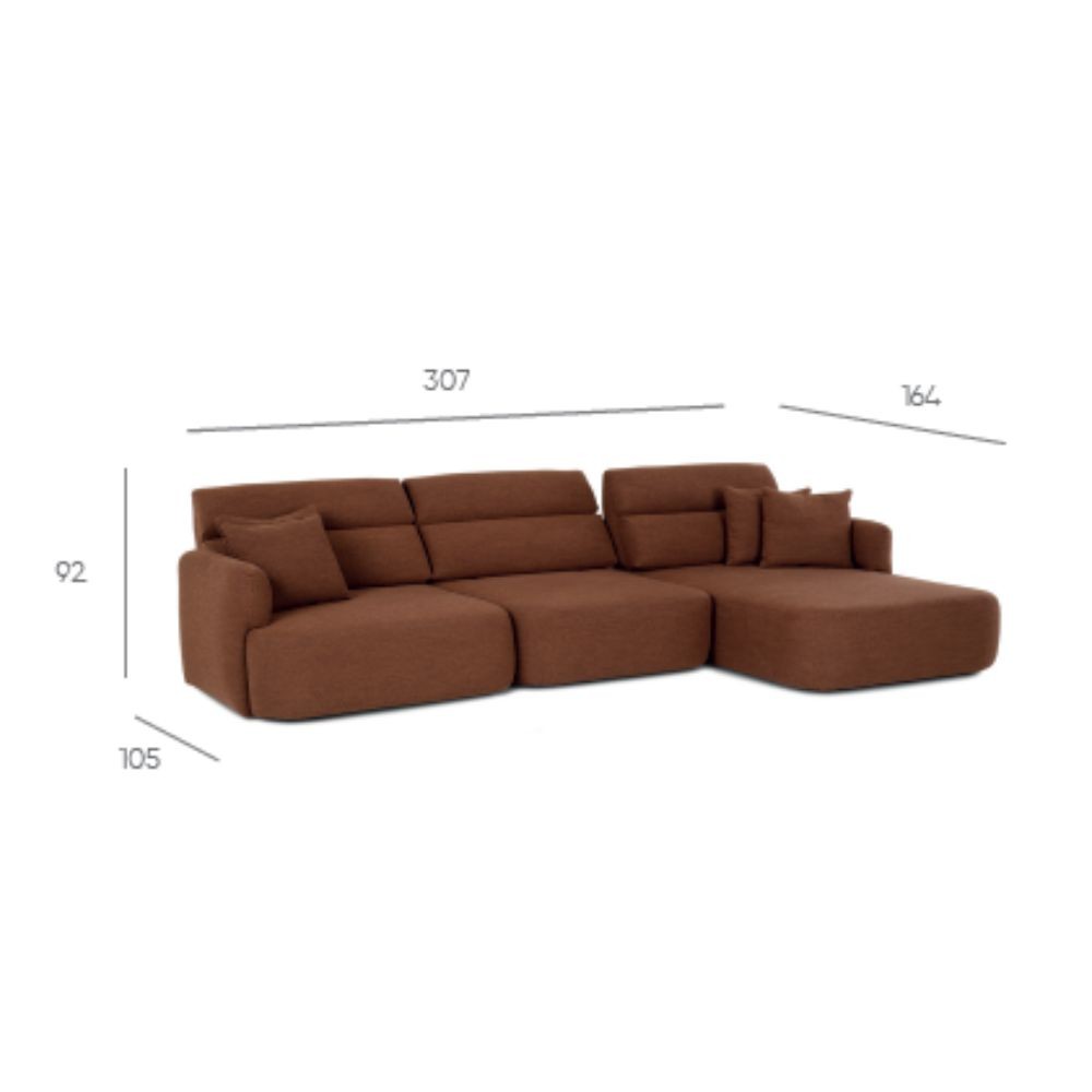 Divano con penisola reversibile Koda con seduta traslante in tessuto Vardo G1312 grigio scuro - immagine 9