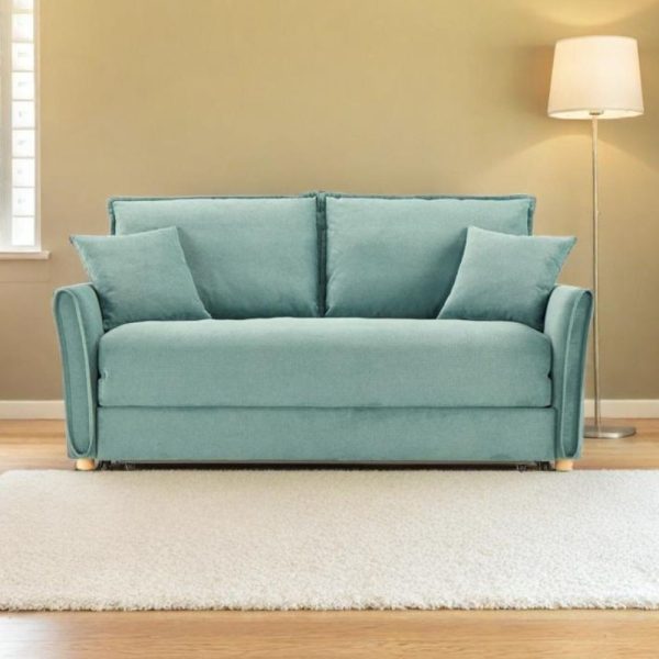 Divano letto Cassie con contenitore colore verde acqua