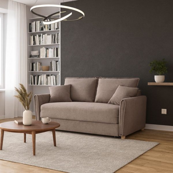 Divano letto Cassie con contenitore in Barrel 19 taupe