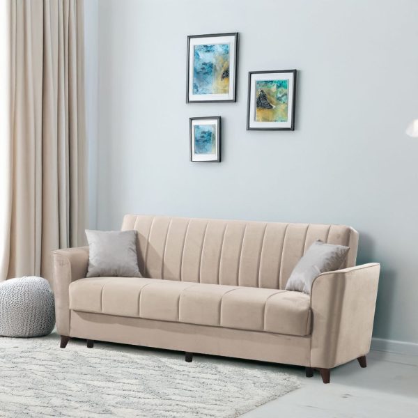 Divano letto Duca con contenitore in velluto Setra crema