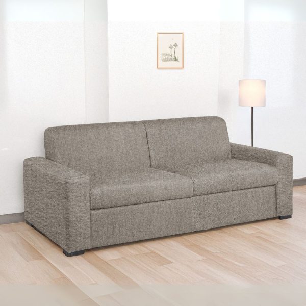 Divano letto Flash 3 posti con rete elettrosaldata in Barrel 19 tortora