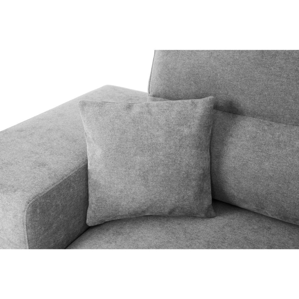 Divano letto Lilo con penisola e 2 pouf reversibile in tessuto Vardo G1310 grigio chiaro - immagine 5