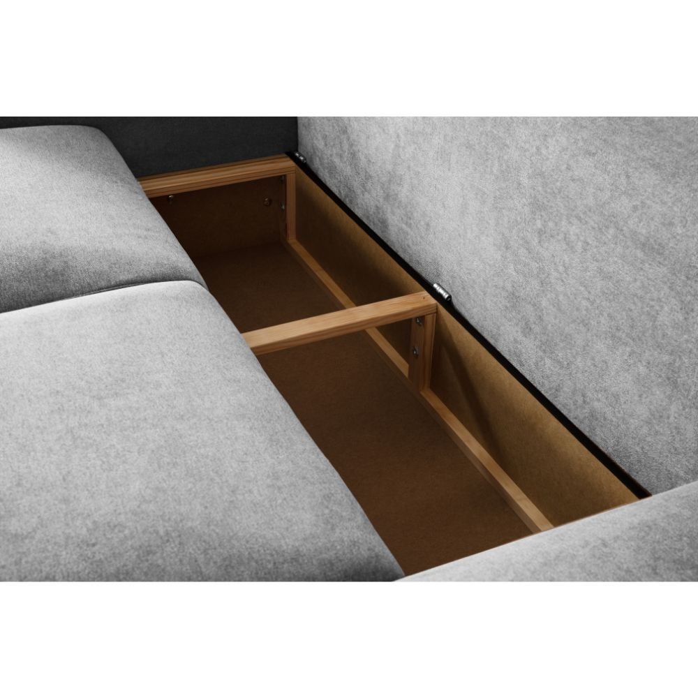 Divano letto Lilo con penisola e 2 pouf reversibile in tessuto Vardo G1310 grigio chiaro - immagine 6