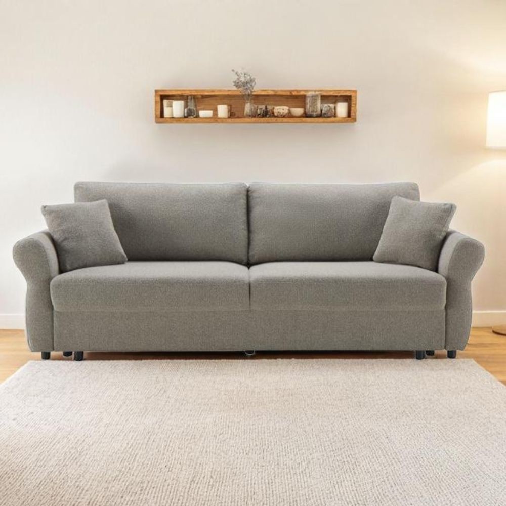 Divano letto Loki con contenitore e topper incluso colore tortora