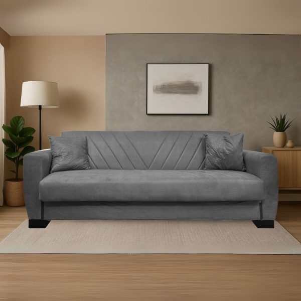 Divano letto Rianna 3 posti con contenitore in tessuto Oguzcan 13 gray
