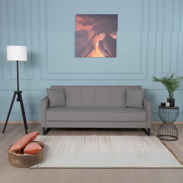 Divano letto contenitore Legen 3 posti in vellutino grigio 07-450