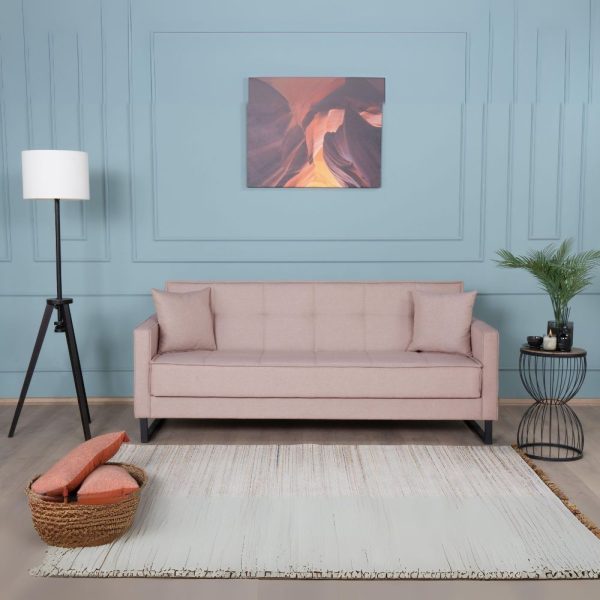 Divano letto contenitore Legen 3 posti in vellutino rosa antico 12-450