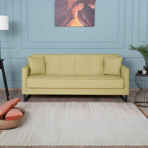 Divano letto contenitore Legen 3 posti in vellutino senape 02-450