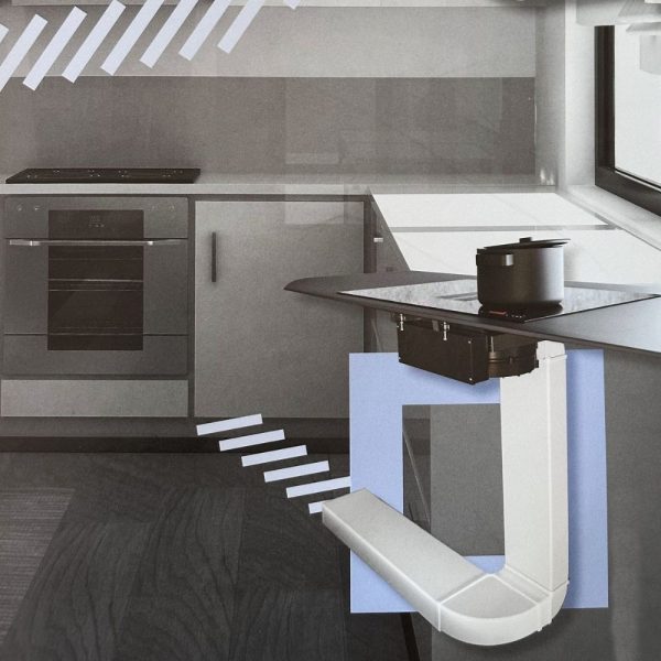 Kit standard per piano cottura con cappa integrata con uscita motore 220x90 mm.