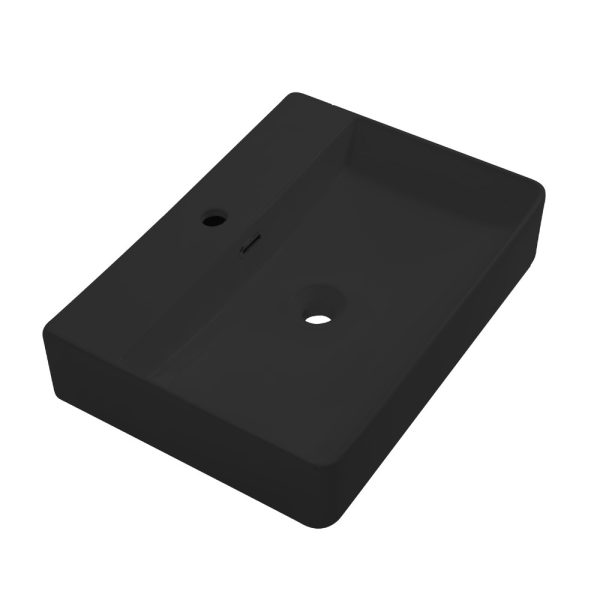 Lavabo da appoggio 9555 in ceramica 60x42x13 cm nero opaco