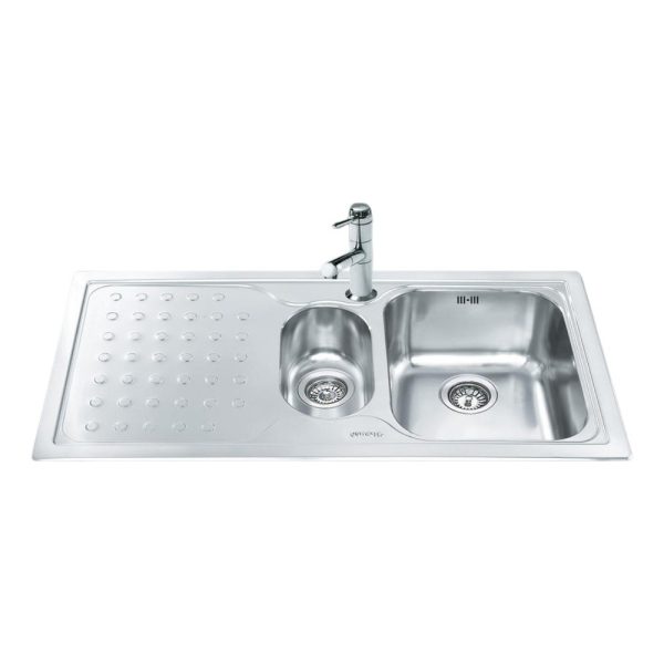 Lavello Smeg LV100S3 1 vasca + 1/2 con gocciolatoio sinistro 100x50 cm inox