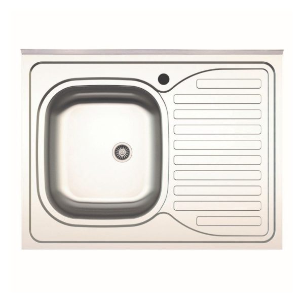 Lavello da appoggio SA30 una vasca con gocciolatoio destro 80x60cm. inox