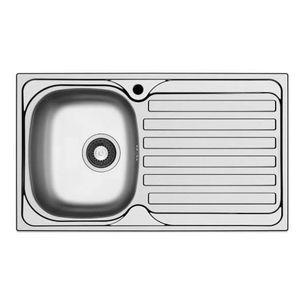 Lavello da incasso Adriatico861 monostampo con 1 vasca sinistra e gocciolatoio destro inox