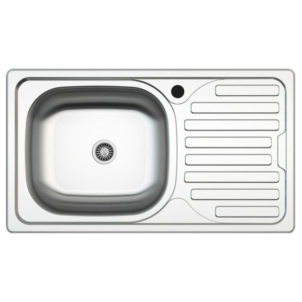 Lavello incasso SA07 una vasca con gocciolatoio destro 43.5x76 cm. inox