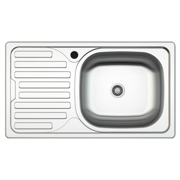 Lavello incasso SA07 una vasca con gocciolatoio sinistro 43.5x76 cm. inox